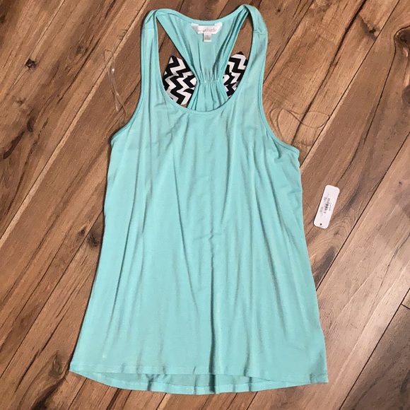 NWT! Charming Charlie Racerback Tank Chevron Bow Mint Green Small - Picture 2 of 4